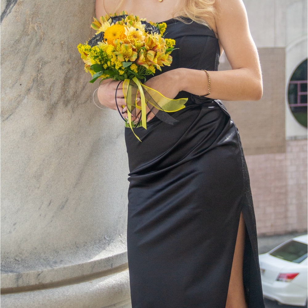 black corset formal dress